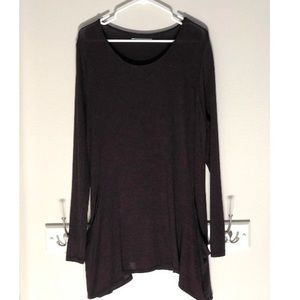 Burgundy Long Sleeve Dress W/ Pockets